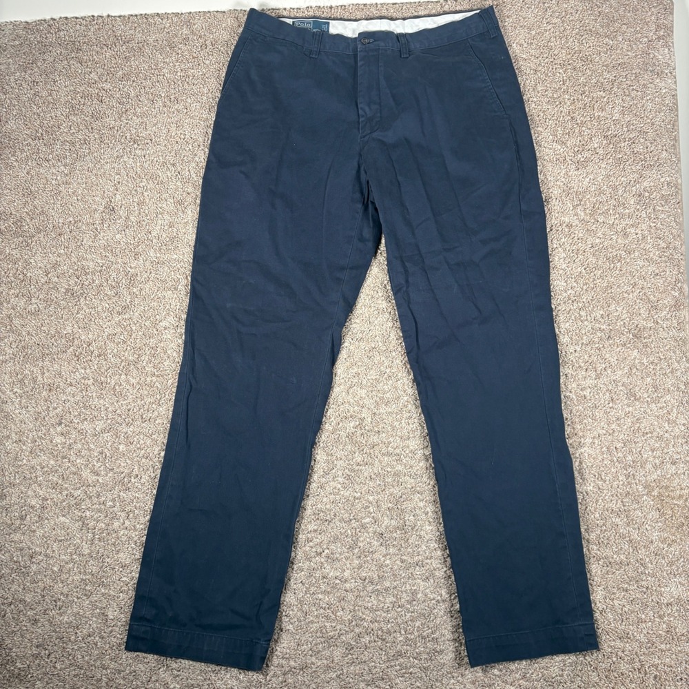 Polo Ralph Lauren Preston Pant Mens 36x34 Navy Blue Cotton Chino Straight Leg